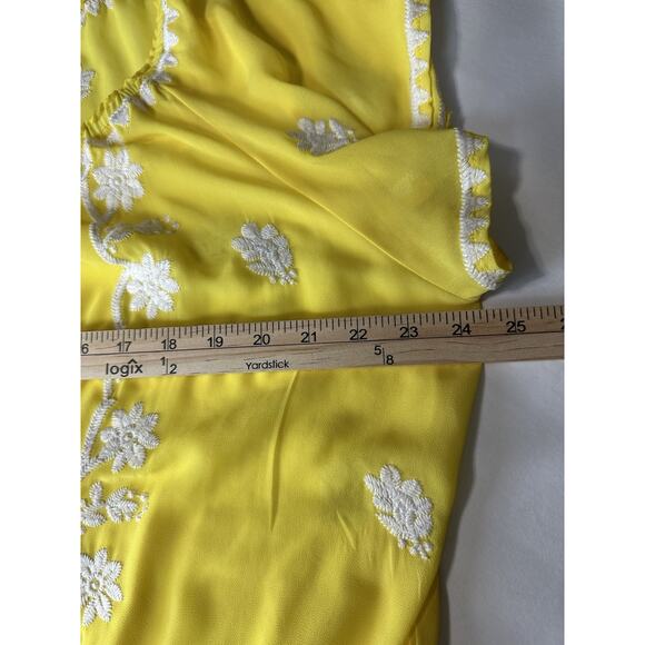 Torrid Yellow Smocked Floral Chiffon Short Sleeve Blouse Plus Size 1 - Picture 13 of 14